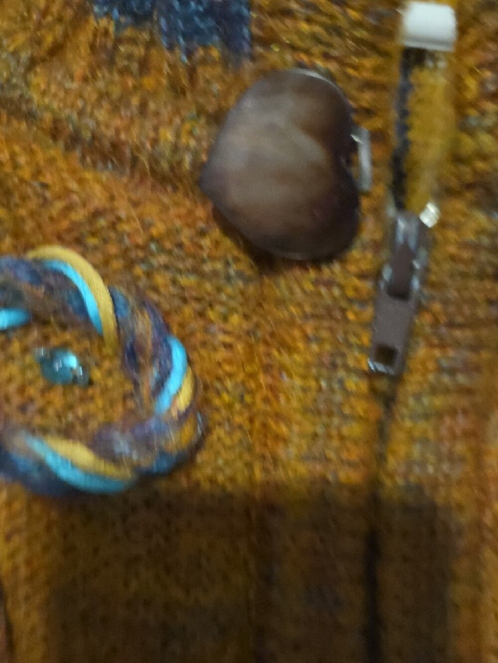 Embellished Brown Knit Zip Up Sweater with Fur Trim. - Picture 6 of 15